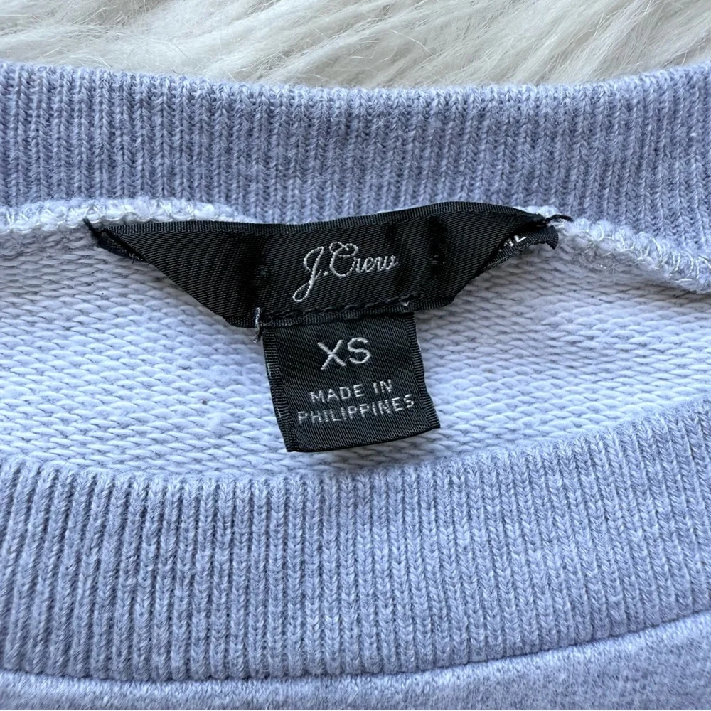 J.Crew cotton terry gray raglan chain stitch embroider Brooklyn Sweatshirt XS